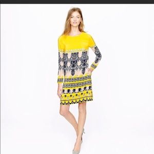 J Crew yellow and Blue shift dress 0 lined